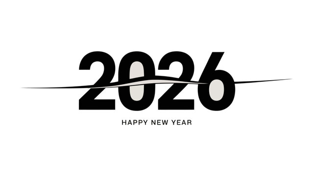 2026: Year of New Beginnings: A minimalist design showcasing the year 2026, accompanied by a wish for a happy new year, elegantly symbolizing the promise and excitement of a fresh start.  - Powered by Adobe