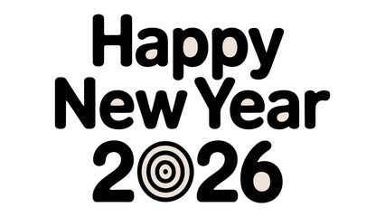Happy New Year 2026: A simple and clean design wishes a happy new year with bold typography. The design is perfect for welcoming the coming year with positivity and optimism. 