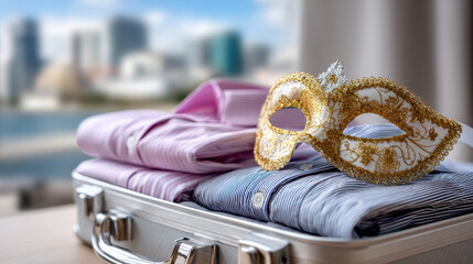 Travel preparation with neatly packed suitcase and clothes for an exciting adventure