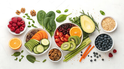 Healthy food bowl with fruit, vegetable, and nut