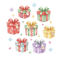 Watercolor-Christmas Gift Boxes