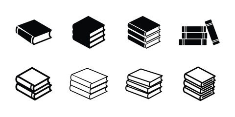 Book icons vector pack, Minimalist book silhouette