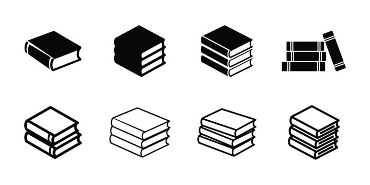 Book icons vector pack, Minimalist book silhouette