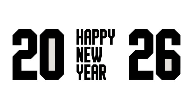 Happy New Year 2026: A modern, minimalist design celebrates the dawn of the year 2026, offering a clean and optimistic visual for welcoming new beginnings. - Powered by Adobe