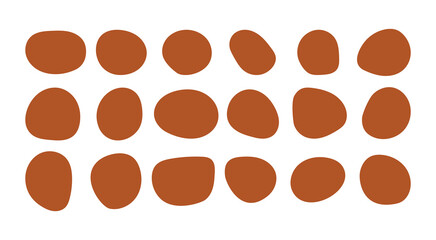 Abstract Organic Blob Shapes Vector Set, Modern Terracotta Brown Pebble Design Elements for Contemporary Graphic Design and Branding