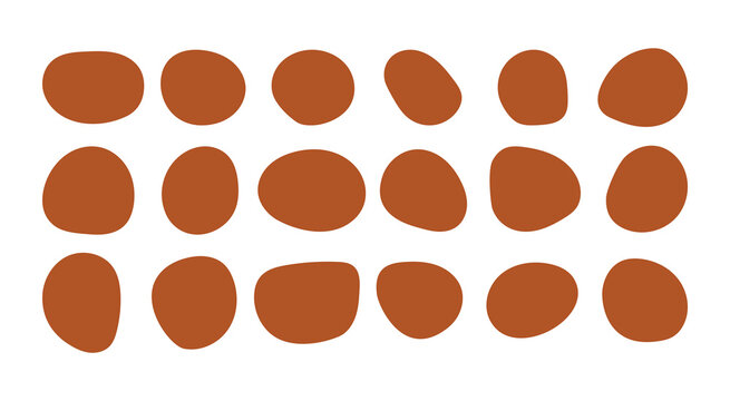 Abstract Organic Blob Shapes Vector Set, Modern Terracotta Brown Pebble Design Elements for Contemporary Graphic Design and Branding