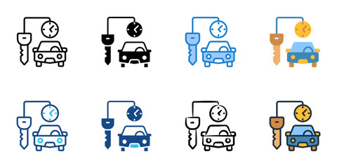 Car rental icon set multiple style vector collection. Editable Stroke 
