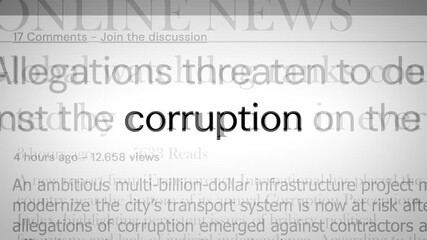 Fast-paced concept video featuring flashing headlines about political corruption, leaked financial scandals, and public outrage, highlighting global concerns over accountability and transparency - Powered by Adobe