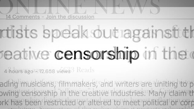 Close-Up, Censorship Warnings Headlines, Flashing Words, News Stories