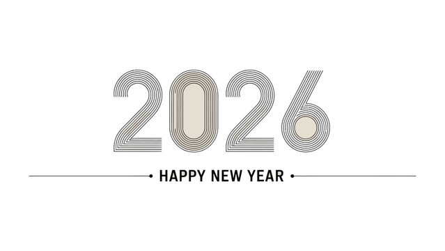 New Year 2026: A minimalist greeting for the upcoming year, showcasing the numerals 2026 alongside a message of seasonal joy.