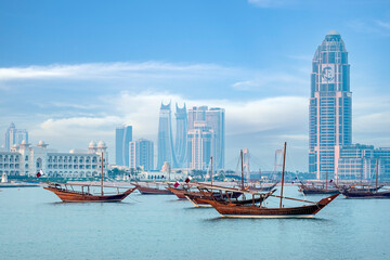 Doha, Qatar - December 01, 2025: Traditional Dhow Boat Festival Katara Beach Qatar