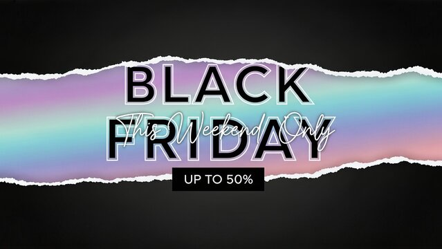 Colorful black friday sale banner with weekend offer and discount