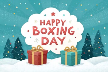 Happy Boxing Day 2025, Boxing Day Greeting Card, Happy Boxing Day Illustration, December 26 Celebration, Festive Boxing Day Wishes