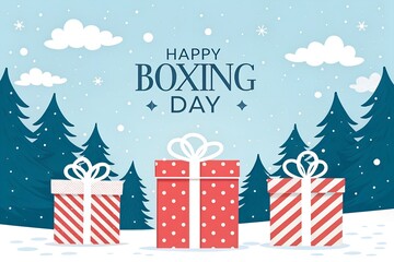 Happy Boxing Day 2025, Boxing Day Greeting Card, Happy Boxing Day Illustration, December 26 Celebration, Festive Boxing Day Wishes