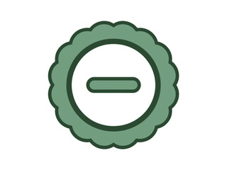 A simple green circular emblem with a minus symbol in the center denotes a negative or subtractive concept.