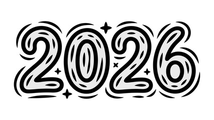 2026 Typography: A unique typographic representation of the year 2026, the design features playful and artistic, creating a modern and eye-catching aesthetic.