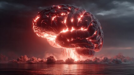 Nuclear explosion shaped like a human brain.