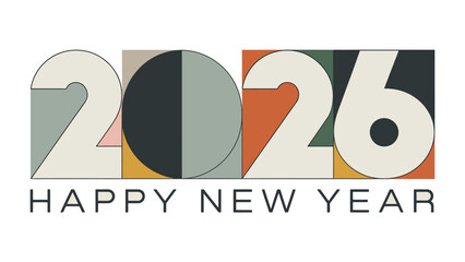Year 2026: A stylish and vibrant graphic announces the dawn of a new year, showcasing geometric design.