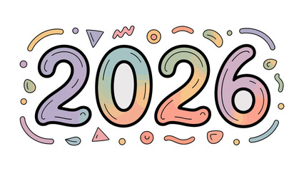 Obraz premium Visualizing the Future: A vibrant and artistic illustration of the year 2026, radiating optimism and the promise of new beginnings. This artwork captures the essence of forward-thinking concepts.