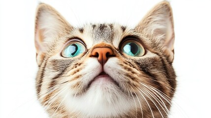 Stunning Portrait of a Purebred Havana Brown Kitten with Striped Fur and Intense Gaze, Isolated