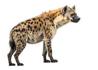 Spotted Hyena Stands Alert White