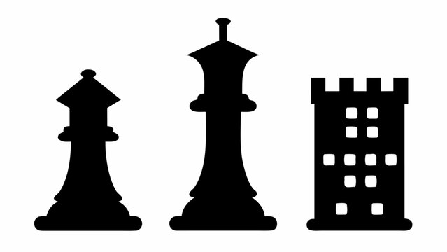 Bold chess piece silhouettes create a striking visual for strategy games or intellectual challenges, perfect for game developers and educational resources