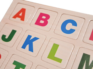 Various colored letters on a blackboard