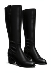 Elegant pair of knee-high leather boots showcasing sleek design and modern sophistication