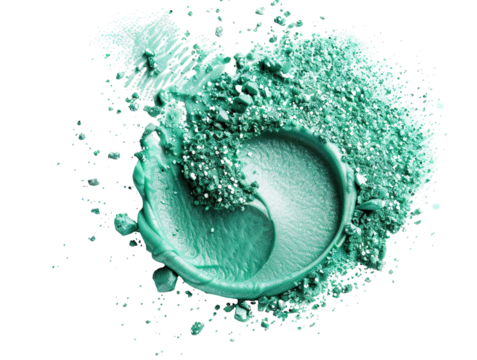 Fine green glitter particles swirl together, creating a shimmering effect on a transparent background. Ideal for use in crafts, digital designs, and festive decorations