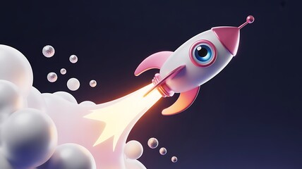 Space rocket illustration with simple vector design
