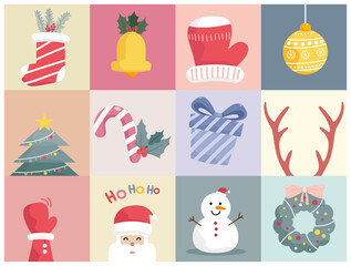 christmas decoration ornament element collection, merry christmas background