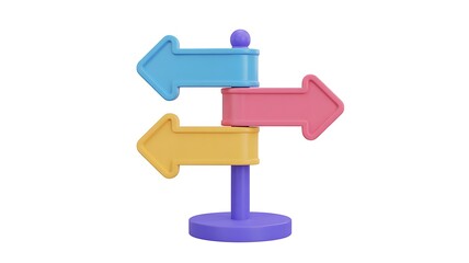 Colorful pink, blue, and white directional arrows on a clean white background