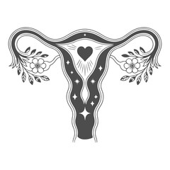 Obraz premium the uterus is surrounded by roses and leaves