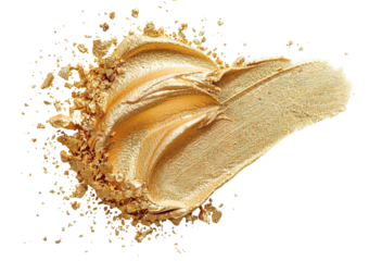 A stunning swirl of gold glitter particles shines against a transparent background, ideal for use in crafting, festive decor, or digital design projects