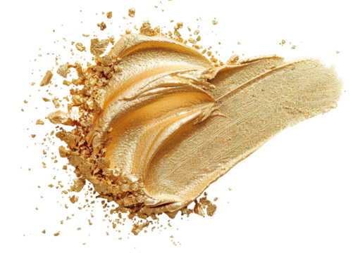 A stunning swirl of gold glitter particles shines against a transparent background, ideal for use in crafting, festive decor, or digital design projects