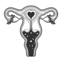 Fototapeta premium the uterus is surrounded by roses and leaves