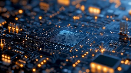 Advanced Microchip with Innovative Processor Connectivity and Futuristic Light Effects Design