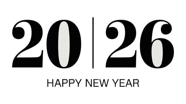 Embracing the Future: Happy New Year 2026: A clean and elegant design heralding the arrival of the year 2026, offering a promise of new beginnings and opportunities. The simplicity speaks volumes. 