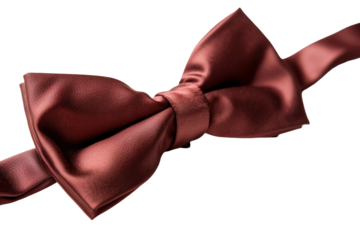 A ruby red silk bowtie is showcased on a transparent background, capturing its elegant design and rich color, ideal for adding style to formal outfits and events