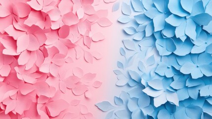Obraz premium pink, blue, papercut, rose petals, abstract beautiful background, paper, paper cutout, white, illustration