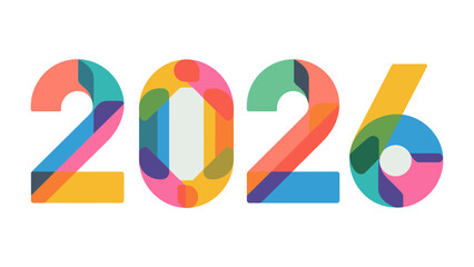 2026: A vibrant and colorful visual representation of the year 2026. This dynamic graphic, using overlapping shapes and bright hues, symbolizes innovation, progress, and a bright future.