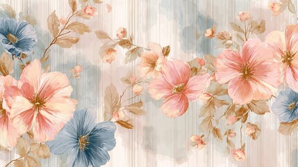 Elegant Watercolor Floral Pattern with Soft Pastel Flowers