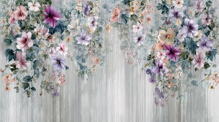 Elegant Watercolor Floral Pattern with Soft Pastel Flowers