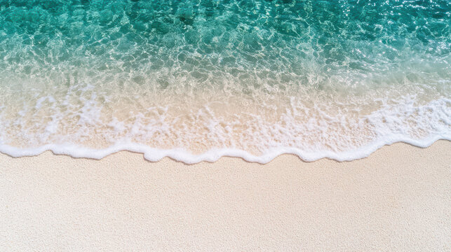 Crystal ocean water pristine white sand turquoise wave beach minimal serene coastal scene