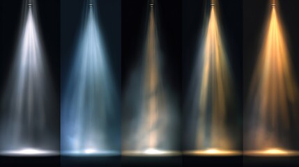 Colorful Stage Spotlights Shining in Dark Atmosphere for Theater and Performance