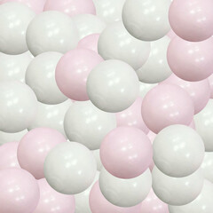 3D ball render composition. Pink and white balls. vector. eps 10