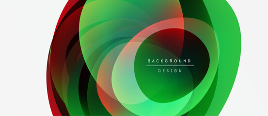 Obraz premium Abstract circular layers, vibrant green, red hues. Modern design element, smooth gradients, central text reads background design.