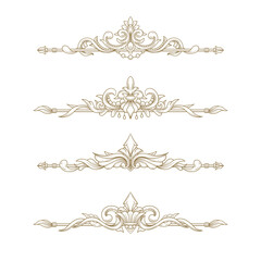 Divider acanthus set in vintage engraving golden style