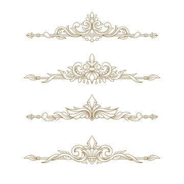 Divider acanthus set in vintage engraving golden style