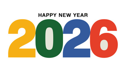 A Colorful New Year's Greeting: A vibrant and modern design proclaims a Happy New Year, set against a colorful backdrop with the year 2026 prominently displayed.